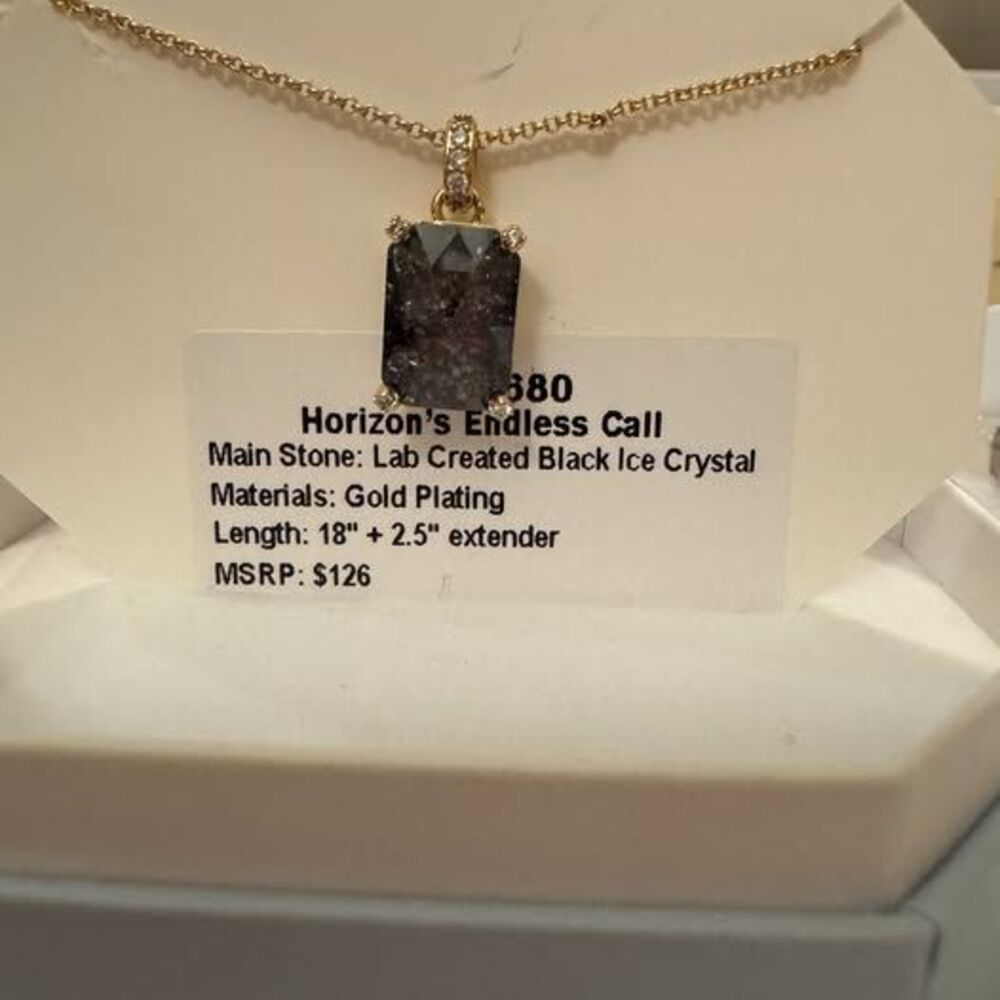 Bomb Party Necklace - "Horizon's Endless Call" Black Ice Crystal on Gold